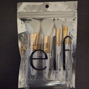 New In Package E.L.F. Travel Brush Kit with Gold and White Handles